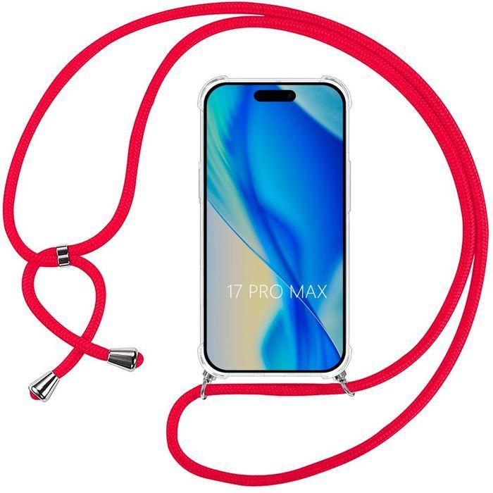 Coque de Protection - BOOLING - pour iPhone 17 Pro Max - Anti-Rayures Transparente avec Cordon Rouge