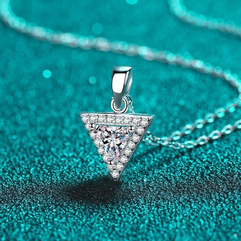 Real Pass Diamond Test треугольный муассанит 1 карат ожерелье кулон для женщин серебро 925 проба белое золото 18 карат никогда не выцветает роскошные ювелирные изделия