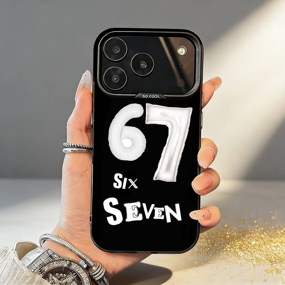 67 Шесть Семь Чехол для телефона Для iPhone17,16,15,14,13,12,11,Pro,MAX Серый Матовый Силикон Черный Чехол