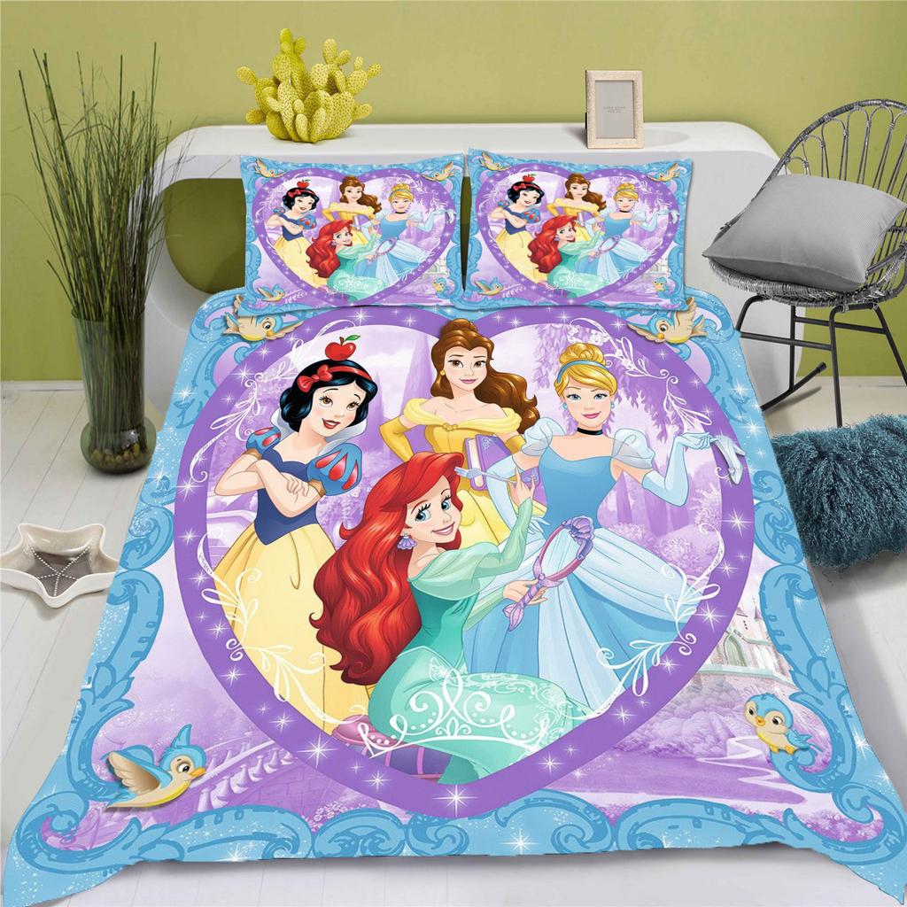 Princess Cinderella Cartoon Quilt Cover Duvet Breathable 3D Cute Printed Bedroom Comforter Warmth Polyester Bedding