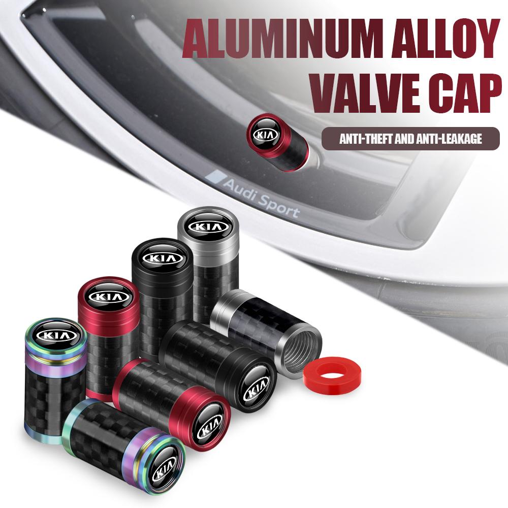 4PCS Tire Valve Caps Carbon Fiber Tyre Wheel Stem Air Valve Cover Decorative Accessories For KIA Rio Ceed Sportage Soul Sorento MA5