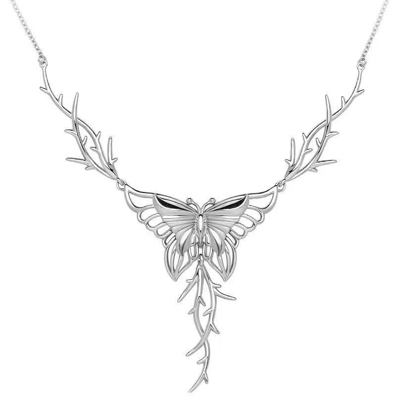 Thorns butterfly necklace female ins design sense hip hop cold wind Internet celebrity babes temperament collarbone chain