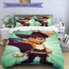 3pcs Duvet Cover Set (1*Duvet Cover + 2*Pillowcase, Without Core), Puss in Boots Print Bedding Set, Bedroom Decor, All‑Season, Birthday Gift