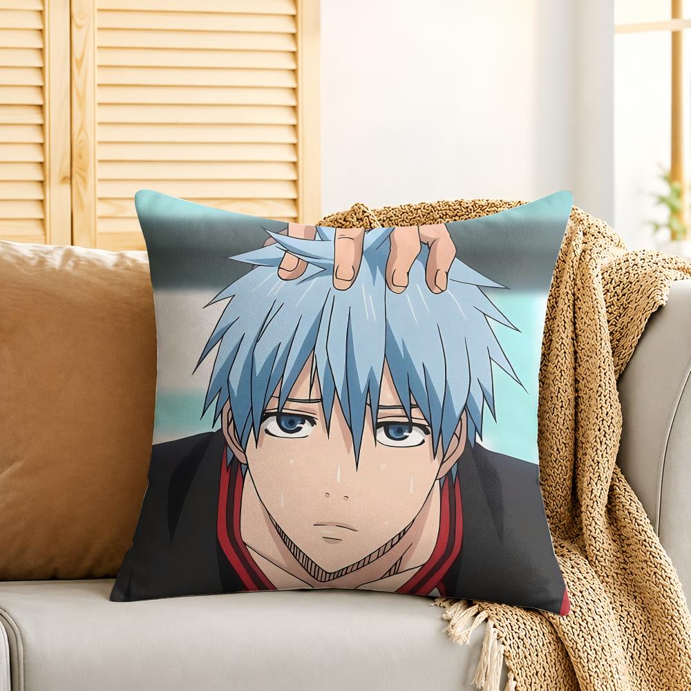 KKuroko Basketball Anime Cushion Cover Silky Short Plush Invisible Zipper Dustproof Sofa Pillow Case For Home Decor