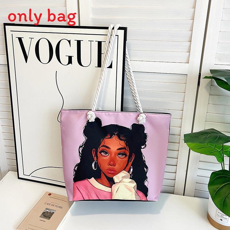 Canvas Tote Bag For Women With Creative Print And Spliced Design For Casual Travel