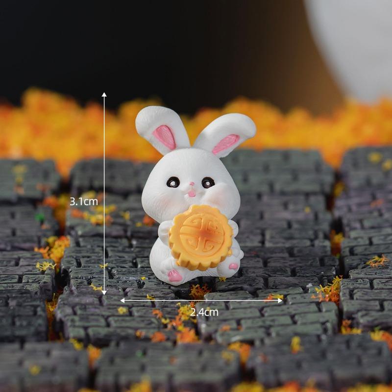 Mid-Autumn Festival Jade Rabbit Mooncakes Cute Animal Figurines Decorative Accessories, Resin Handicrafts and Small Ornaments