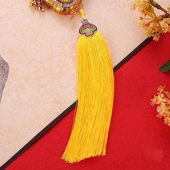 Фигурка китайского дракона, орнамент с красной кисточкой, стразы, инкрустация, цинковый сплав, модель зодиакального дракона, ремесленный орнамент, новогодняя модель животного, подвесная