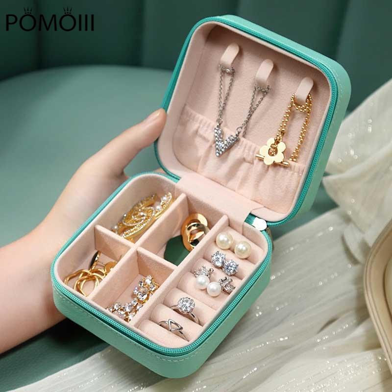 Portable Jewelry Box Jewelry Organizer Display Travel Jewelry Case Boxes Leather Storage