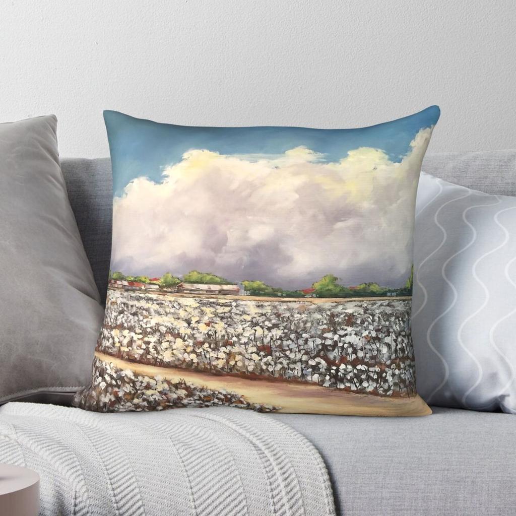 Mississippi Delta Cotton Fields Pillowcase Polyester Linen Velvet Printed Zip Decorative Sofa Seater Cushion Cover x