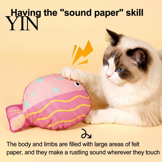 Bite Resistant Cat Plush Catnip Fish Toy, Interactive Stuffed Toy with Crinkle Chew Kick Toys for Cats Sound, Soft Kicker Indoor Cats, Kittens Anxiety