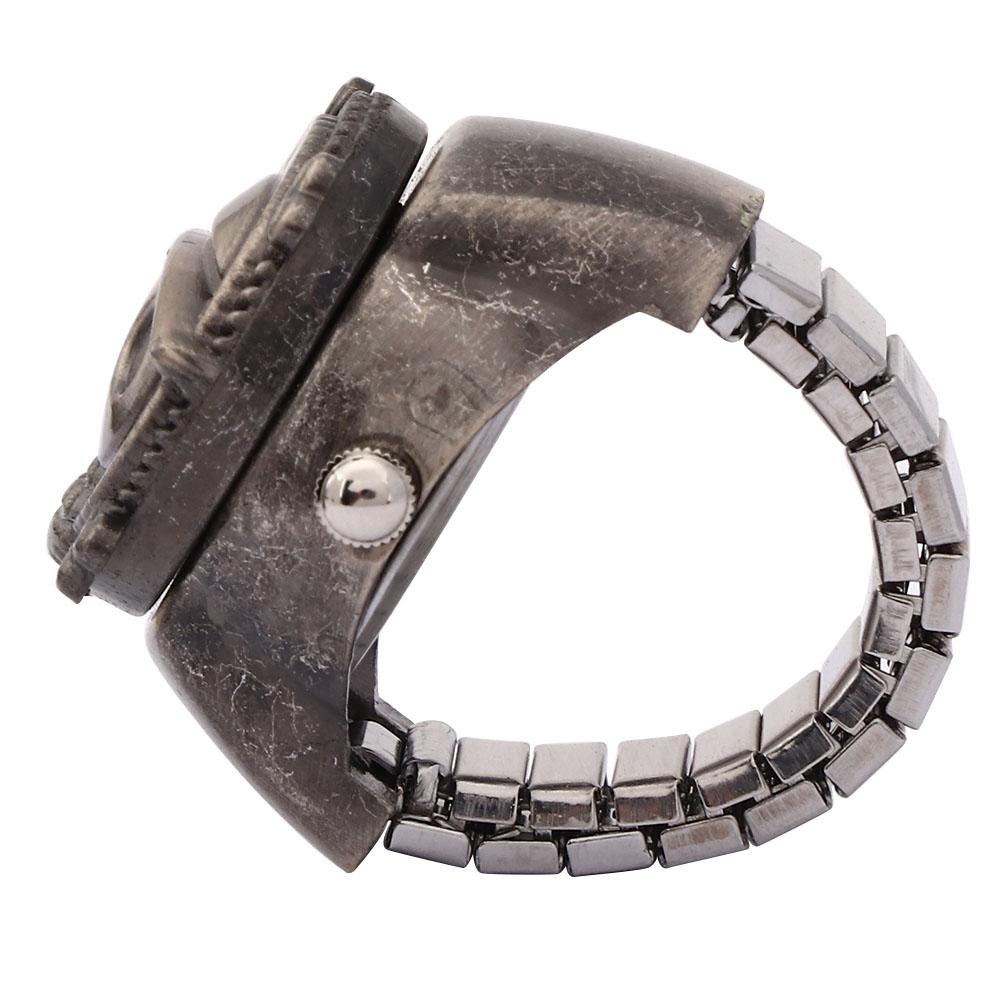 Кольцо-часы с откидной крышкой, кварцевые кольцо-часы на палец для студентов-унисекс(черный )