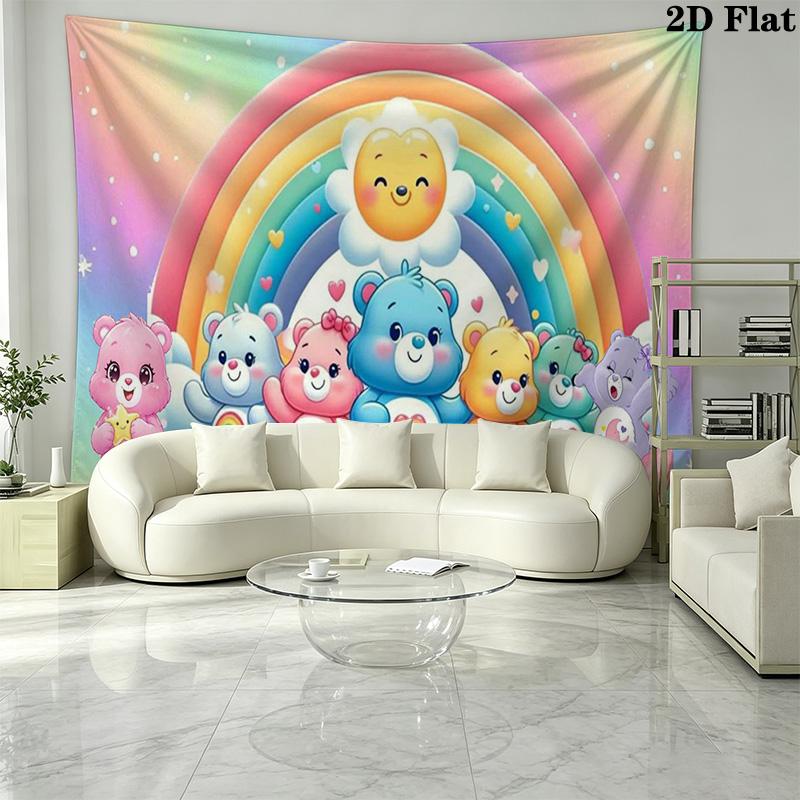 CARE BEARS Wall Tapestry Aesthetic Wall Hanging Printed Fabric Blanket Decorative Tapestries for Bedroom Living Room Home Decor