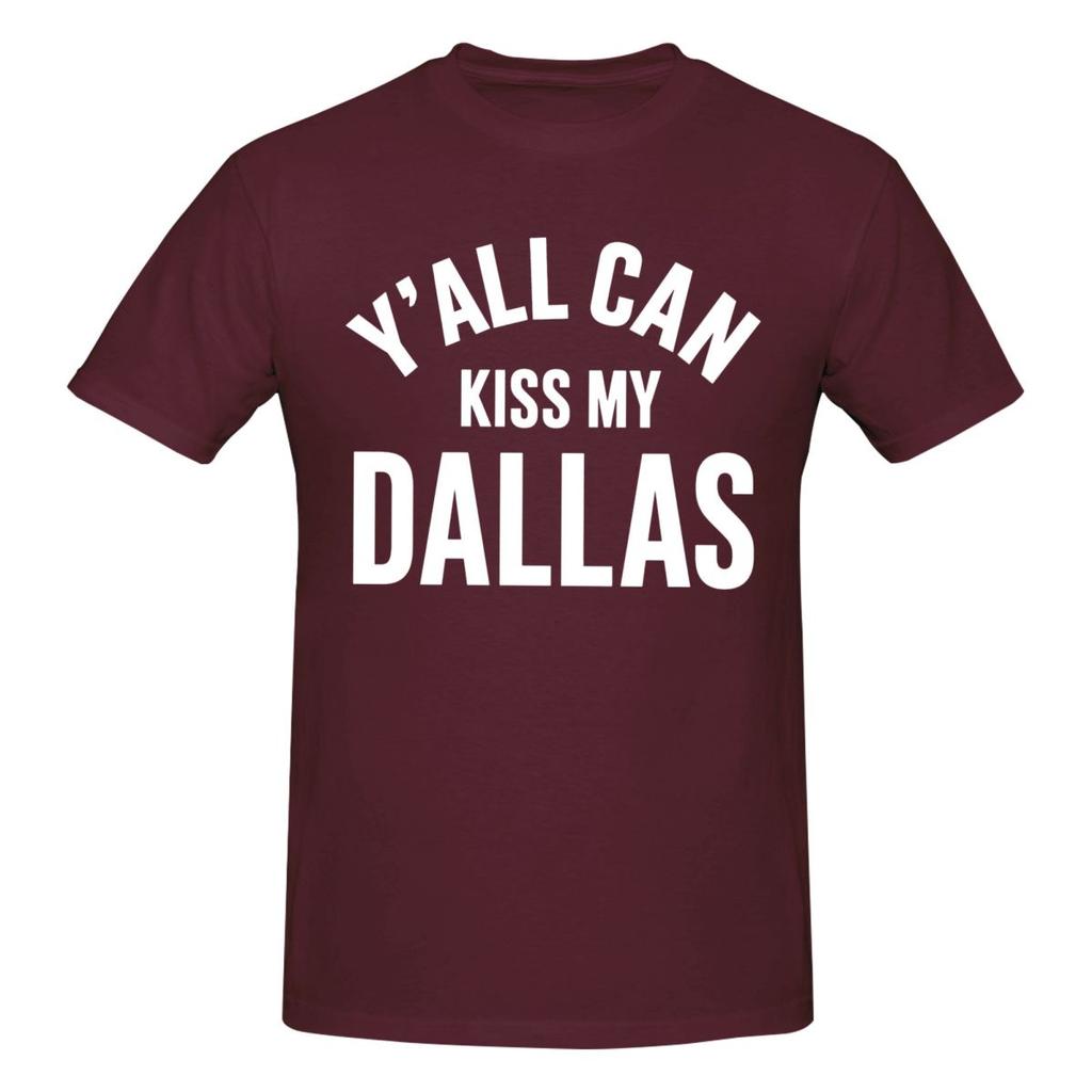 Унисекс Yall Can Kiss My Dallas Футболка Смешная Ретро Футболка Винтажная Хлопковая Футболка с Круглым Вырезом Унисекс