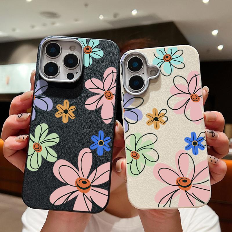 Простой цветочный узор матовый ударопрочный мягкий чехол для телефона iPhone 16 Pro Max 15 Pro 14 Plus 13 12 11 тонкий чехол-бампер из кожи TPU с текстурой