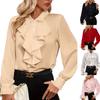 Women's Loose Casual Solid Color Ruffle Edge Shirt Long Sleeved Shirt Fashionable Shirt