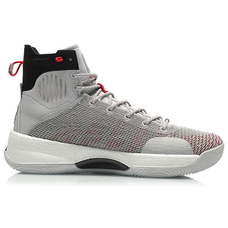Li Ning YuShuai 13 Boom CJ Ткань PE Амортизация Нескользящие Износостойкие Высокие Баскетбольные Кроссовки Мужские Серые ABAP065-14