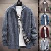 Men's Fashion Coat Winter Warm Knitted Sweater Jacket Casual Stand Collar Cardigan Coat Outdoors Jacket