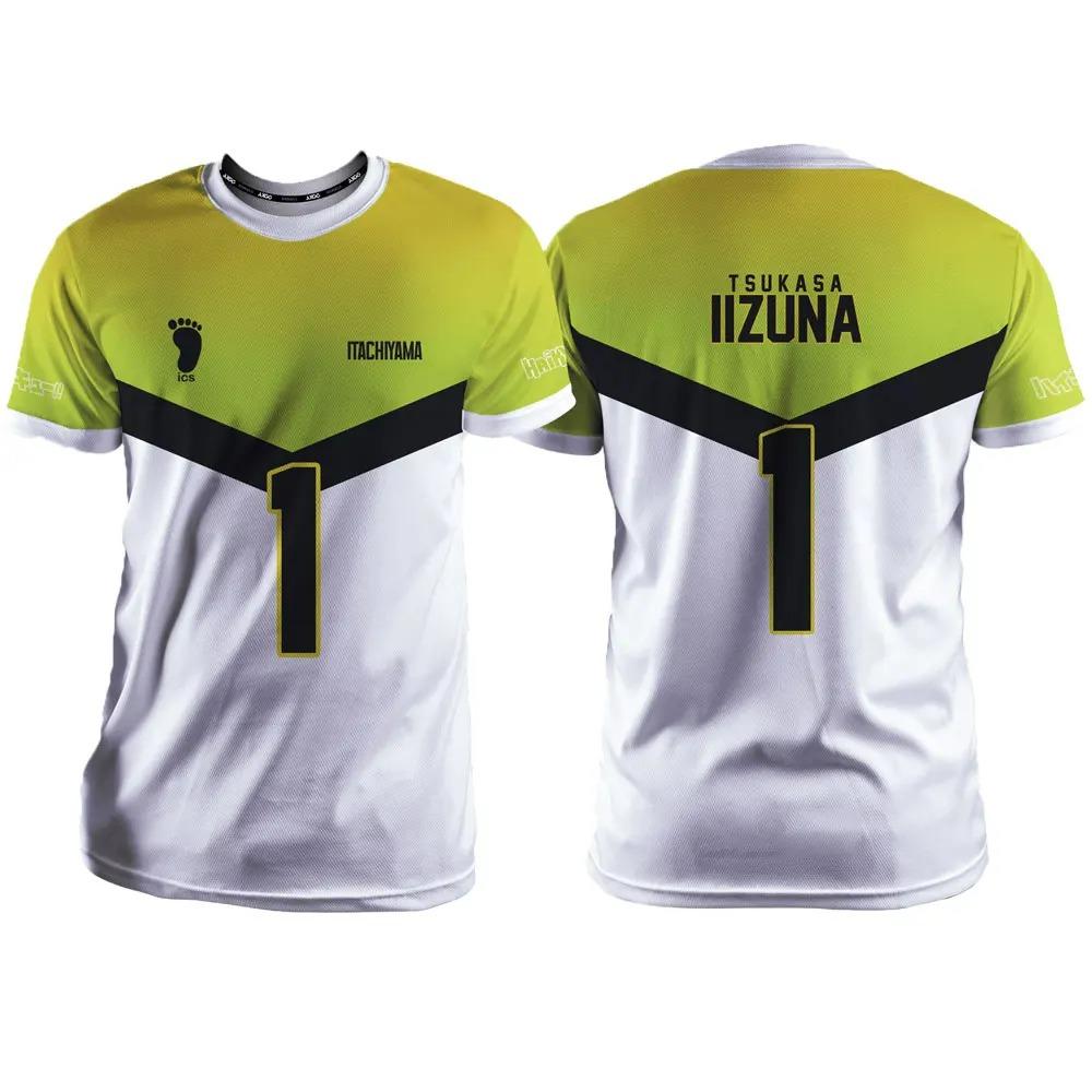 Футболка мужская с принтом Haikyuu Itachiyama Cartoon Anime Cosplay 3D с короткими рукавами, летняя, быстросохнущая, модная