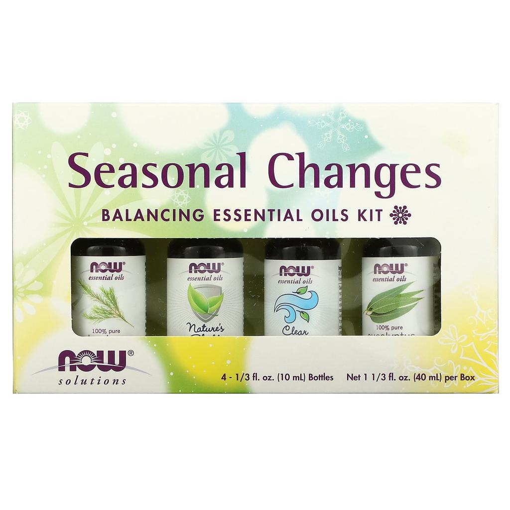 Solutions, Seasonal Change, Balancing Essential Oil Kit, 4 Bottles, 1/3 Fl Oz. 10 Ml Each