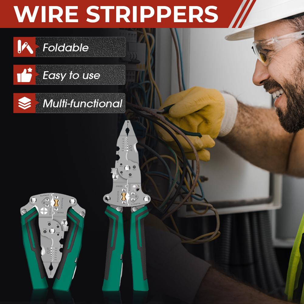 Многофункциональный стриппер для проводов с электрическим тестером, складной инструмент для резки кабеля, кримпер, электрические складные плоскогубцы для резки
