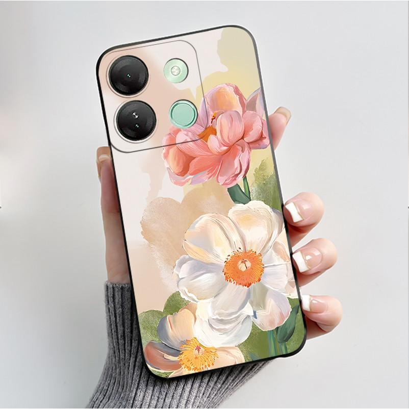 Печатный чехол для телефона для Infinix Smart 7 HD / Smart 7 Plus Мягкий силиконовый черный корпус Милый цветочный мультяшный чехол