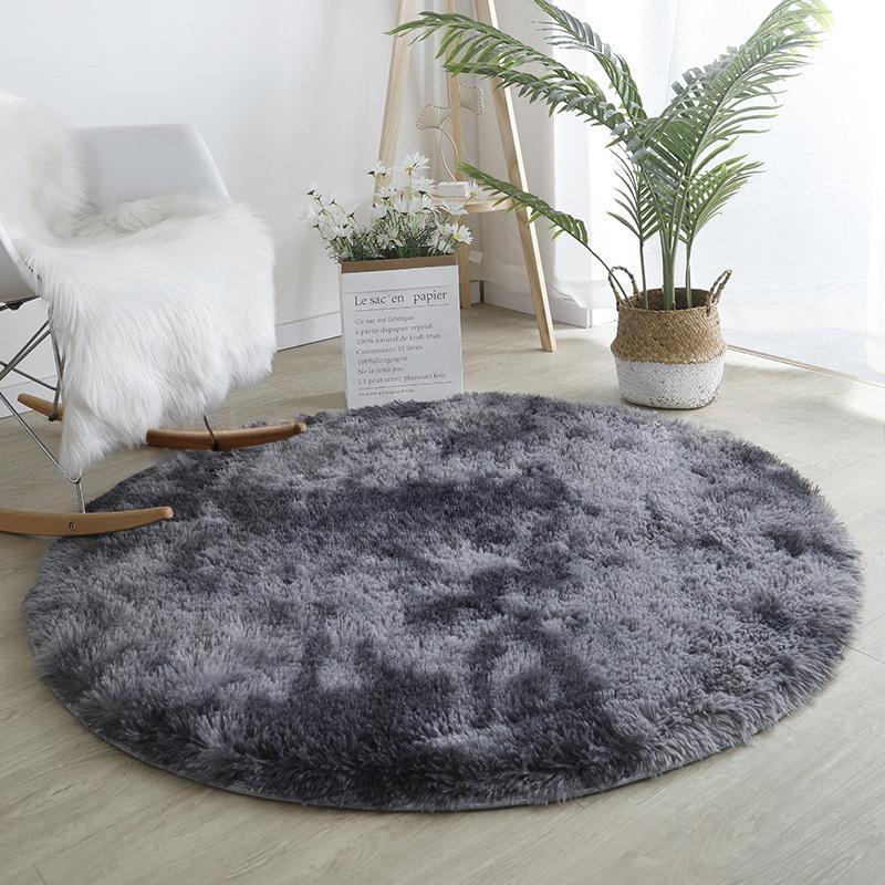 Плюшевый круглый ковер оранжевый тай-дай градиентный игровой коврик скандинавский декор круглый ковер для девочек мягкий милый коврик для стула ковер для спальни