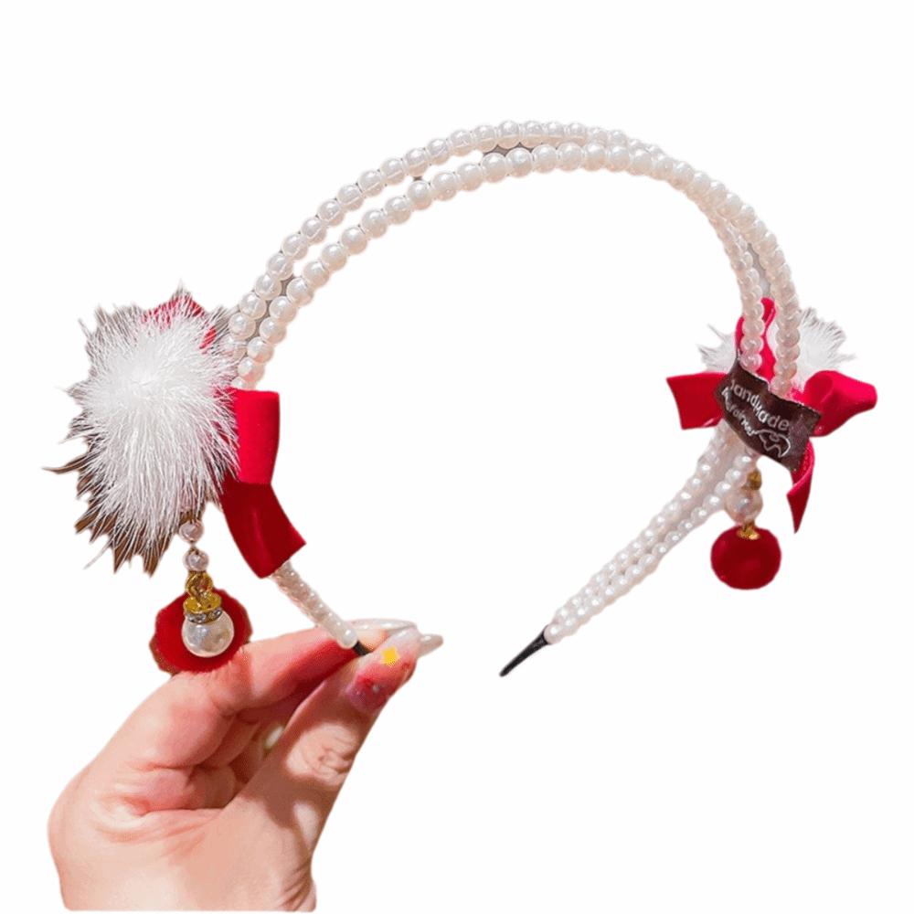 Red Ancient Headwear Tassel New Year Hair hoop Elegant Chinese Style Headband  Home