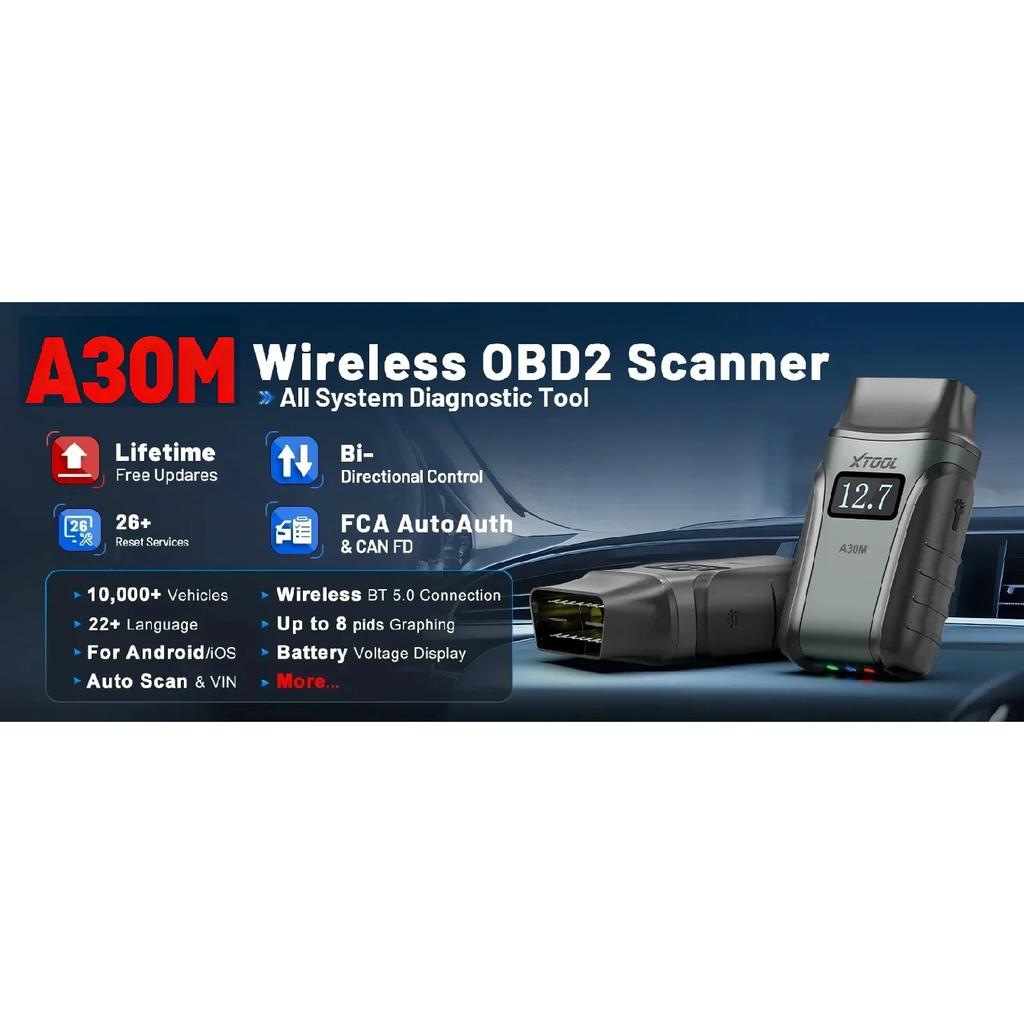XTOOL A30M Bluetooth-сканер OBD2 Диагностический инструмент для всех систем 26 Сервисных сбросов Активный тест CAN FD Потоковые данные Бесплатное обновление на всю жизнь
