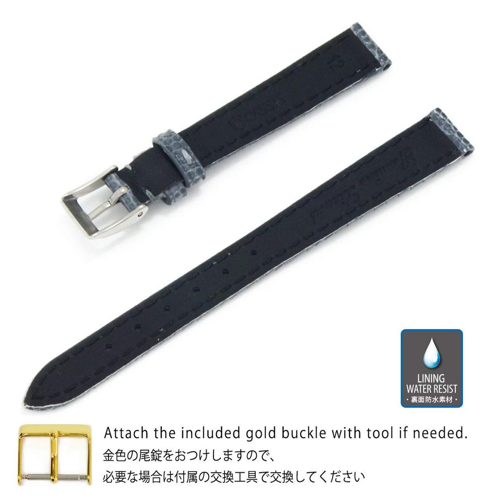 CASSIS Ремешок для часов Cassis Lizard с водонепроницаемой подкладкой D1090372091012, LORLENT, 12 мм, Серый, Инструмент,