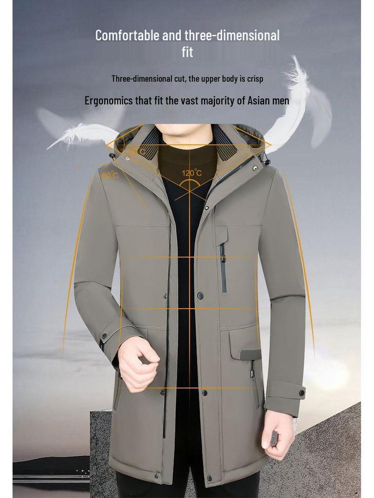 Romon Men's Mid-Length Thick Winter Goose Down Parka (2025 Edition)