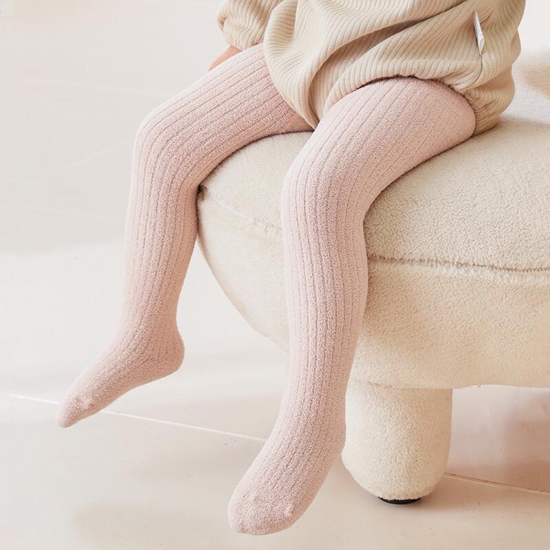 Autumn Winter Infant Baby Girls Fleece Lining Stripes Leggings Plus Thick Warmth Cotton Tights Toddler Kids Keep Warm Pantyhose