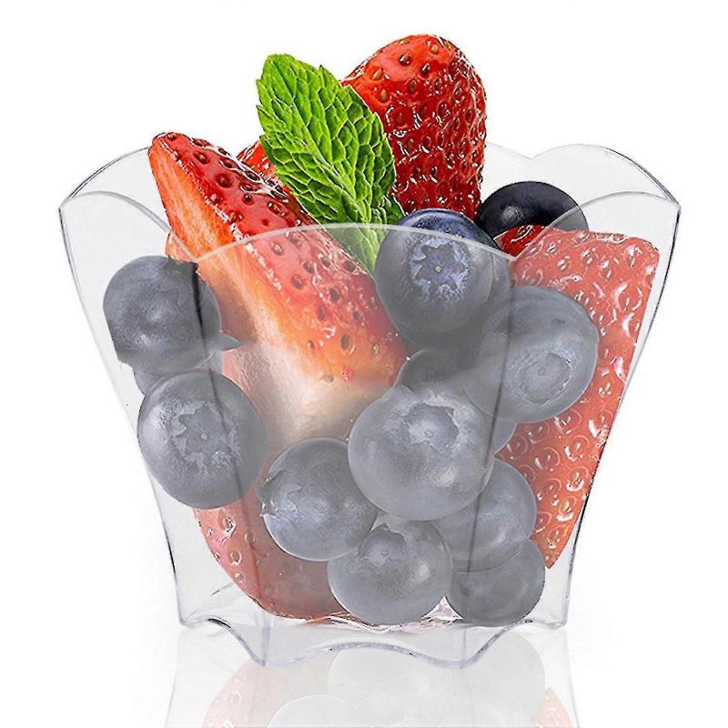 96Pcs Disposable Plastic Dessert Cups, 70ml Transparent Flower Petal Mousse Cups