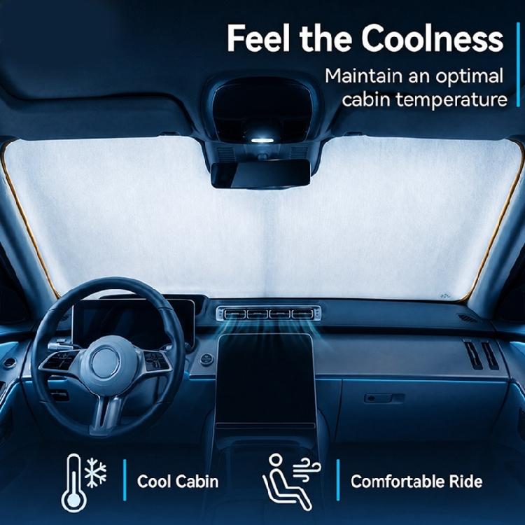 Parking Front Windshield Cover, Foldable Reflective Silver Cover for Broad Glass Area Coverage and Daily Use Design