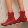 Модный дизайн женские ботильоны на щиколотке с круглым носком, внутренняя высота, шнуровка, большой размер 48 49 50, модные ботильоны для свиданий, весна-осень, новинка