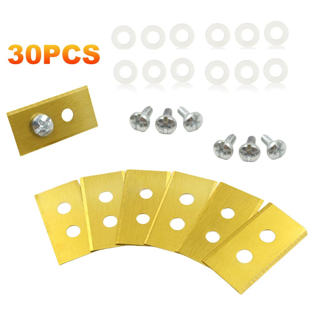 30 шт. лезвий для газонокосилки с шайбами и винтами Лезвие для стрижки газона Толщина 0,6 мм Набор лезвий для газонокосилки из нержавеющей стали Принадлежности для газонокосилки