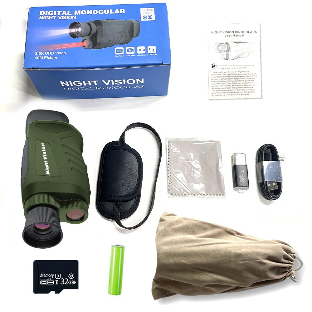 Dt19 Portable 300m Infrared Monocular Night Vision 2.5k Uhd 48m Pixels 8x Digital Zoom Telescope For Hunting Camping