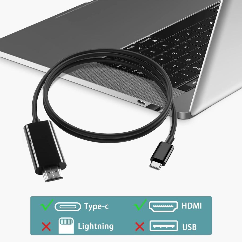 Кабель-конвертер USB C в HDMI 2 м Видео Thunderbolt Без настройки Широкая совместимость Кабель для подключения HDMI для iPhone MacBook Surface Galaxy и других -