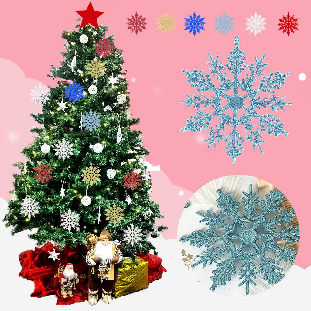 10Pcs Glitter Snowflake Christmas Ornaments Tree Hanging Decoration 10cm