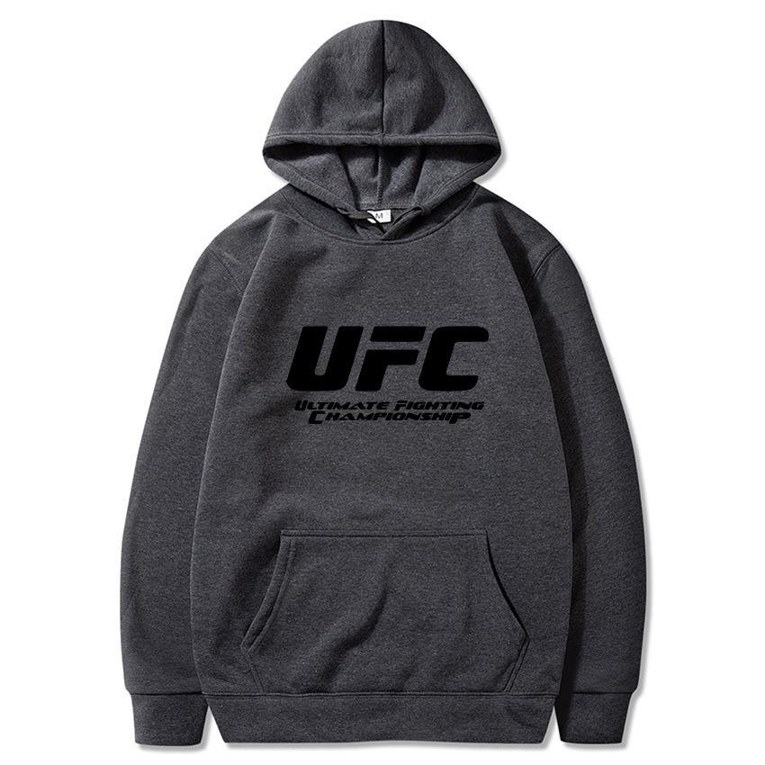 Худи UFC европейского размера для мужчин и женщин - Повседневное худи Осень/Зима с плюшевой подкладкой и принтом