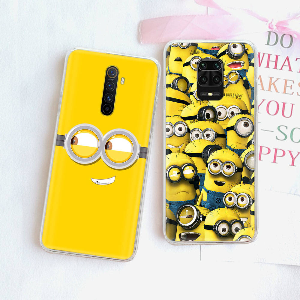JM33 Желтый Миньон Прозрачный чехол для Samsung A04 A14 A23 M33 M53 Realme 10 9 C35 C55 VIVO Y02 X80 Infinix Hot 30 Note 11 Tecno Spark 8P Pro