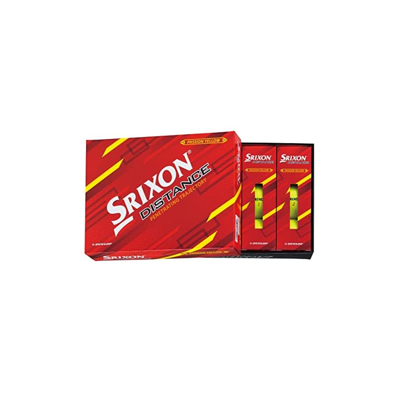 Мячи для гольфа DUNLOP SRIXON DISTANCE9, Модель 2022 года, 1 дюжина (12 мячей), Страсть Желтая