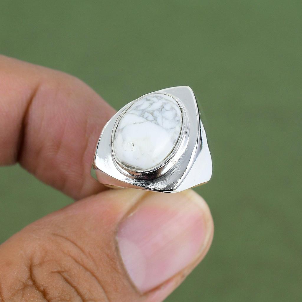 Howlite Ring 925 Sterling Silver Ring Real Gemstone Jewelry Amazing Ring Handmade Brand New Jewelry Anniversary Gifts Available In Ring Size