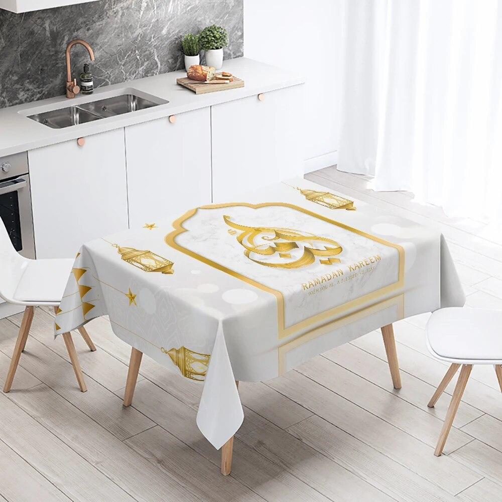 Рамадан Мубарак Домашний Декор Скатерть Исламская Мусульманская Мечеть Рамадан Карим Декоративная Скатерть Водонепроницаемая и Устойчивая к Пятнам