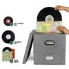 Record Storage Box 12.99Inch Holder with Lid and Handles Large Capacity Organizers for Albums Magazines and Files