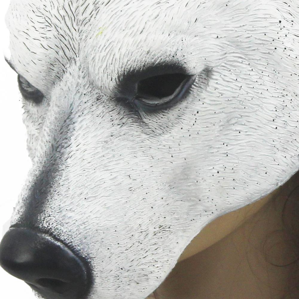 Маска белого медведя на Хэллоуин, карнавальная вечеринка, маска животного из искусственной кожи, косплей