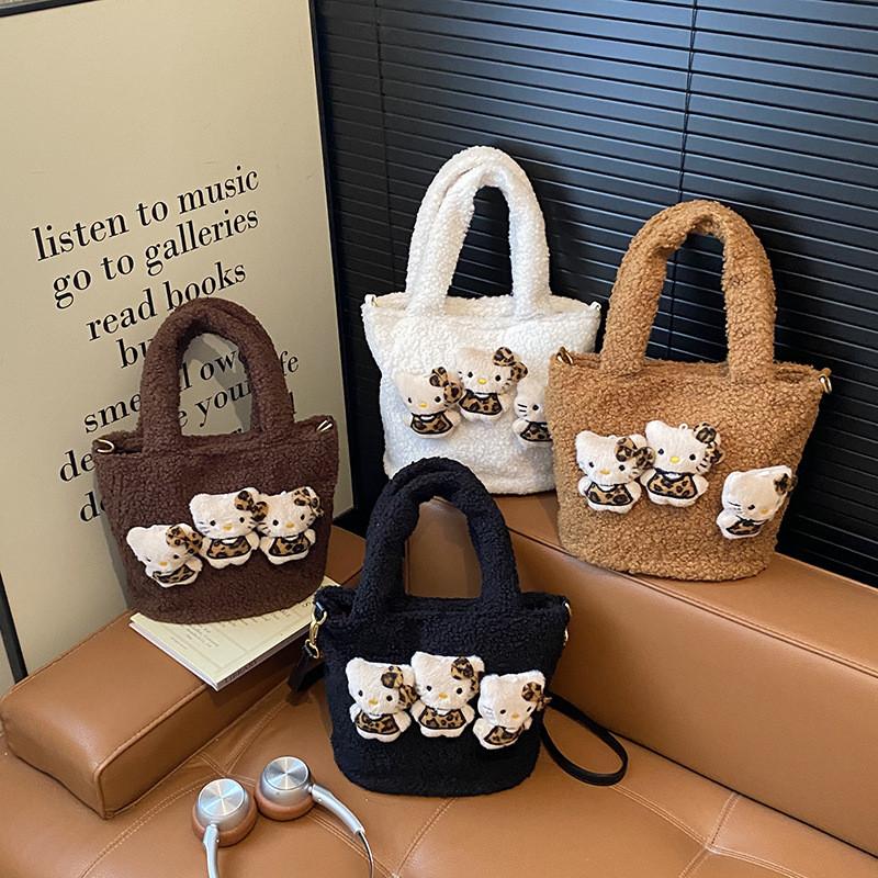 Hello Kitty Cartoon Bag For Women With Nylon Material And Zipper Closure For Daily Use
