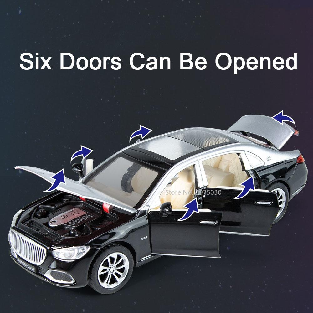 1/32 Alloy Diecast Benz Maybach S680 Car Model Scale Toy High Simulation Vehicle Door Can Open Pull Back Collect Decorative Toys