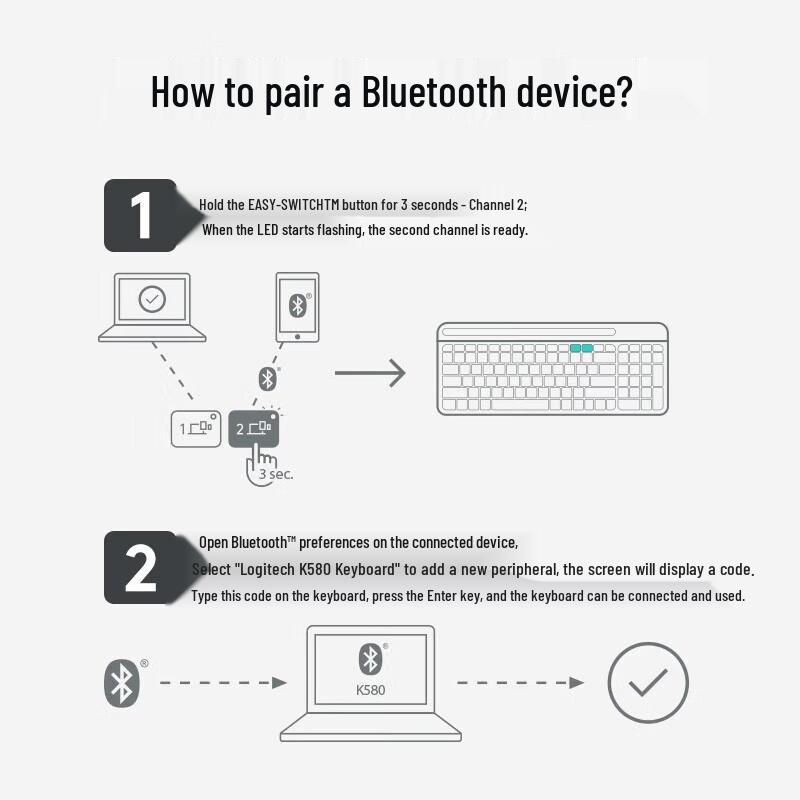 Logitech K580 Беспроводная Bluetooth Ультратонкая Бесшумная Клавиатура для Нескольких Устройств