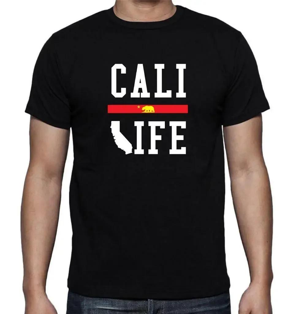 New Unisexs Printed Cali Life California Funny New BrandClothing HipHop Simple Splicing Tee Tops Printed TShirts