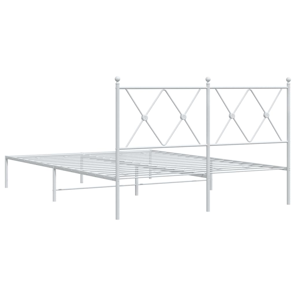 Vidaxl Металлическая Рама Кровати С Изголовьем, Белая, 135X190 См